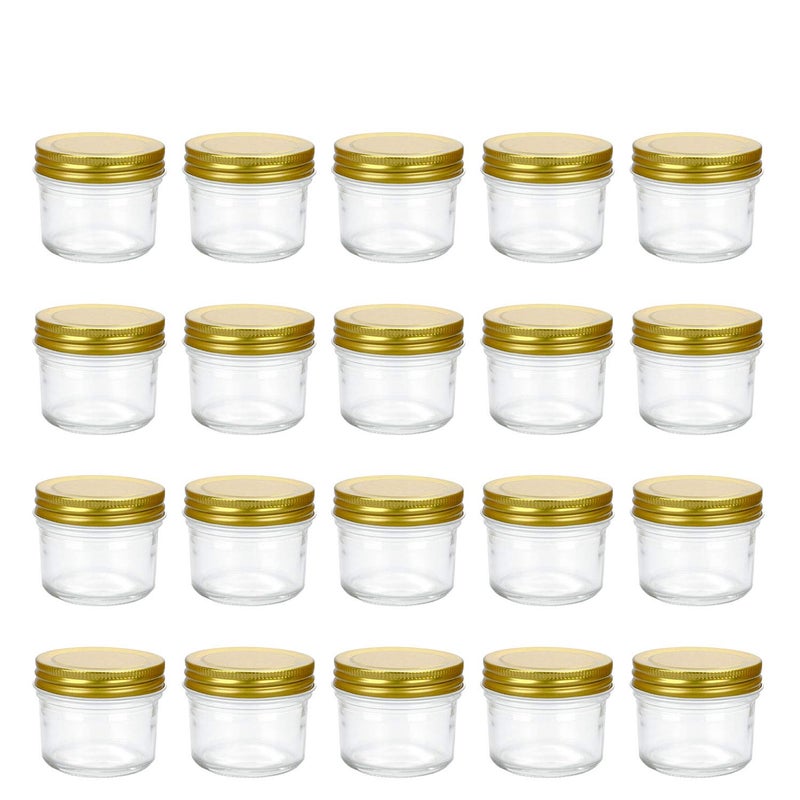 Encheng 4 oz Clear Glass Jars With Lids(Golden),Small Spice Jars For Herb,Jelly,Jams,Wide Mouth Mason Jars Canning Jars For Kitchen Storage 20 Pack - Image 1